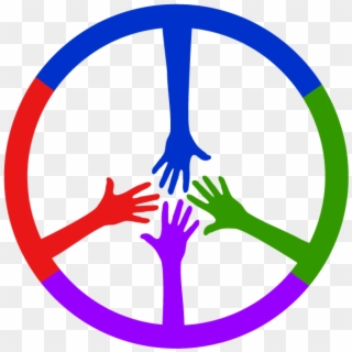 4 Colored Hands Coming Together To Form A Peace Sign - Range Rover Classic Steering Wheel, HD Png Download