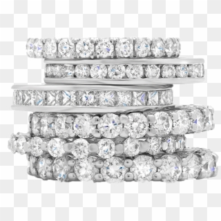 Mf Wedding Band Collection Image - Stack Of Diamond Rings, HD Png Download