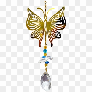Gold Butterfly With Crystal Hanger 24 Inch - Crystal, HD Png Download