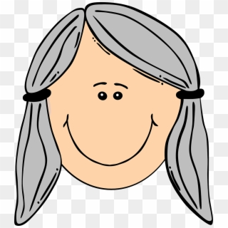 Woman Face Old Hair Gray Smile Png Image - Cartoon Girl Face, Transparent Png