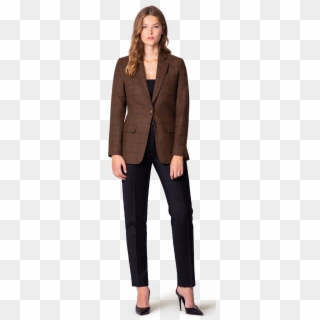 Brown Tweed Jacket Outfit Women, HD Png Download