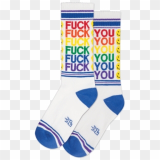 Fuck You Happy Face Ribbed Gym Socks In Rainbow And - Sock, HD Png Download