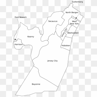 Hudson County, Nj Municipalities Labeled - Hudson County City Map, HD Png Download