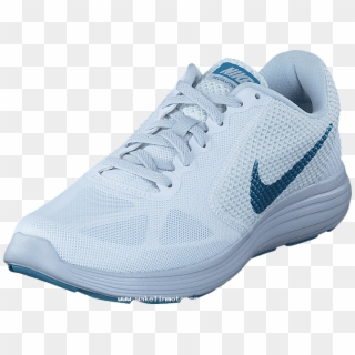 Nike Revolution 3 White/cerulean Pure Platinum - Running Shoe, HD Png Download
