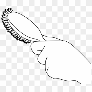Flat Hairbrush In Hand - Sketch, HD Png Download
