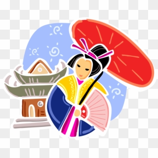 Vector Illustration Of Japan Geisha In Traditional, HD Png Download