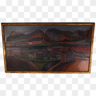 Oil On Canvas Landscape Entitled Mountain Village - Picture Frame, HD Png Download