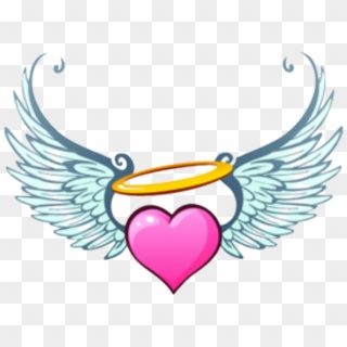 #angel #hearts #wings #heart - Heart With Angel Wings Clipart, HD Png Download