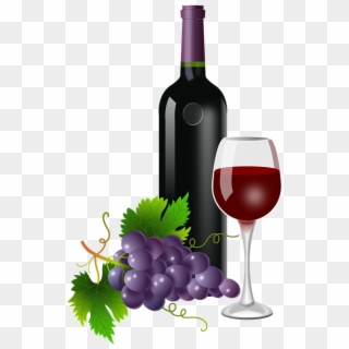 Grapes, Glass, Bottle, Vine, Vineyard, Wine, Plants - Transparent Wine Bottle And Glass, HD Png Download