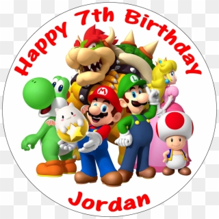 Super Mario Brothers Edible Personalised Round Birthday - Super Mario Bros Png, Transparent Png