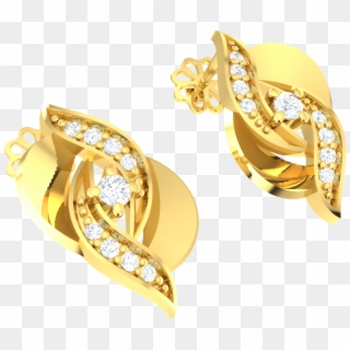 0 15ct Round Genuine Diamond 18k Gold Earrings - Earrings, HD Png Download