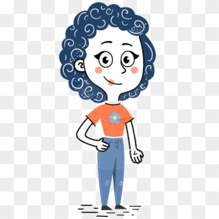 Flat Hand Drawn Casual Girl Vector Character Aka Cassidy - Confused Cartoon Character, HD Png Download
