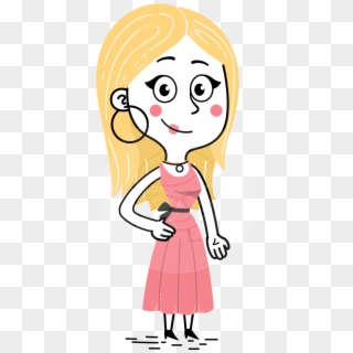 Flat Hand Drawn Girl Cartoon Vector Character Aka Maura - Cartoon, HD Png Download