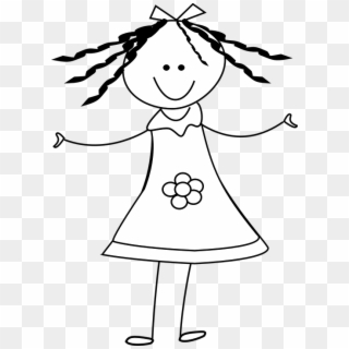 Female Stick Figure Png - Black And White Girl Clip Art, Transparent Png