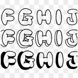 Bubbly Fghij Graffiti Png Format - Calligraphy, Transparent Png