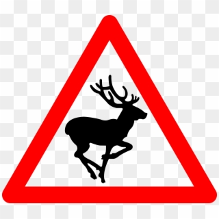 Big Image - Deer In Road Sign, HD Png Download