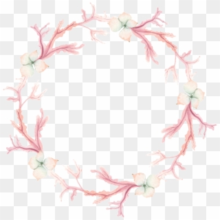 Hand Painted Art Wreath Png Transparent - Watercolor Coral Wreath, Png Download