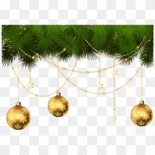 Free Png Pine Branches And Christmas Ornaments Png - Transparent Gold Christmas Ornaments Png, Png Download