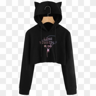 Bts Love Yourself Cat - Cat Hoodie Cropped, HD Png Download