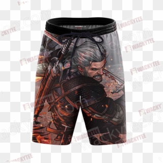 The Witcher 3 Wild Hunt Geralt 3d Beach Shorts Fullprinted - Board Short, HD Png Download
