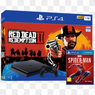Consola Ps4 Slim 1tb Red Dead Redemption 2 Marvel's, HD Png Download