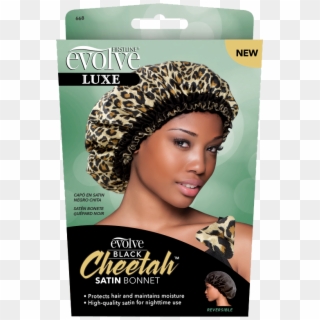 Evolve Black Cheetah Satin Bonnet- - Bonnet For Black Women, HD Png Download
