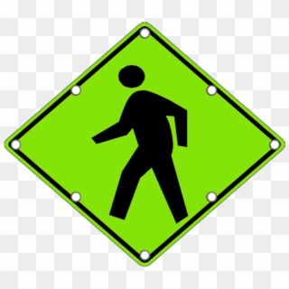 Flashing Led W11-2 Pedestrian Crossing Sign Yg - Pedestrian Crosswalk Sign, HD Png Download