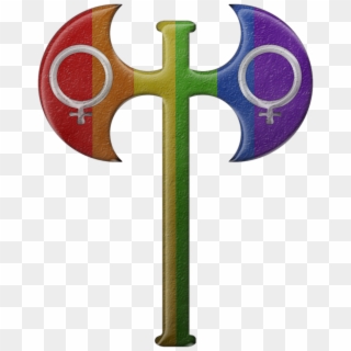 Lesbian Pride Rainbow Colored Labryas - Labrys Symbol, HD Png Download