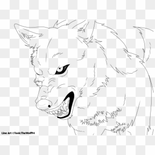 Anime Wolf Png - Angry Wolf Lineart Transparent, Png Download