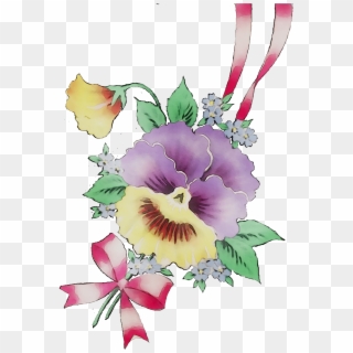 Cut Bouquet Pansy Flower Design Floral Flowers Clipart - Hollyhocks, HD Png Download