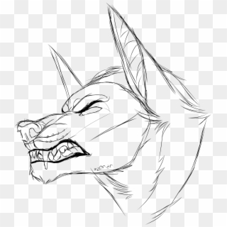Angry Wolf Lineart Not Free To Use Without Permissionn - Angry Wolf Line Art, HD Png Download