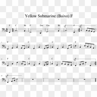 Yellow Submarine F Sheet Music 1 Of 1 Pages - Lidové Písně Ukulele Akordy, HD Png Download