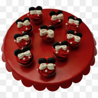Minnie Mouse Cupcakes - Res Velvet Cupcakes Themes, HD Png Download