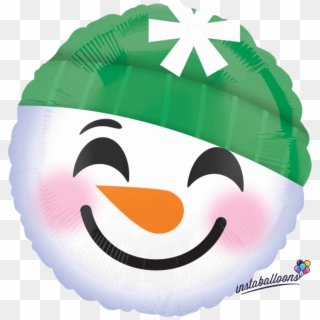 Snowman 18 Round Emoji Emoticon Balloon - Emoji Snowman, HD Png Download