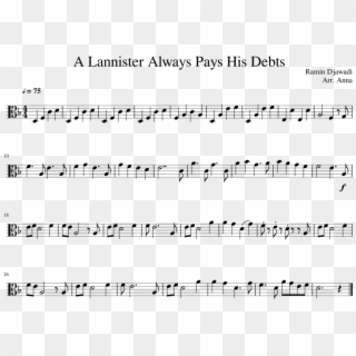 A Lannister Always Pays His Debts - Mii Channel Sheet Music Viola Solo, HD Png Download