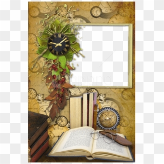 Free Png Photo Png Frame With Books And Clock Background - Books Borders And Frames, Transparent Png