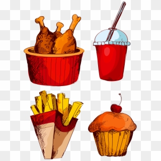 Fried Chicken Fast Food French Fries Cola - Fried Chicken Vector Png, Transparent Png