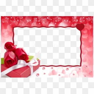 Free Png Red Roses With Hearts And Diamondsframe Background - Couple Photo Frame Png, Transparent Png