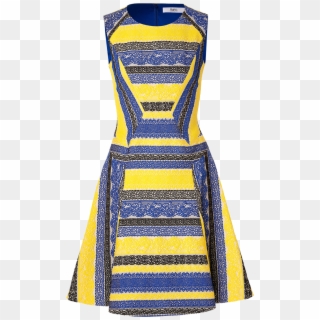 Prabal Gurung Royal Blue Yellow Black Embroidered Lace - Royal Blue Yellow Dress, HD Png Download