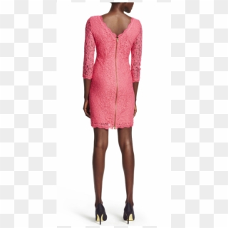 Legado agudo ambiente Adrianna Papell Long Sleeve Lace Sheath Dress In Pink - Cocktail Dress, HD  Png Download - 603x900(#5573400) - PngFind