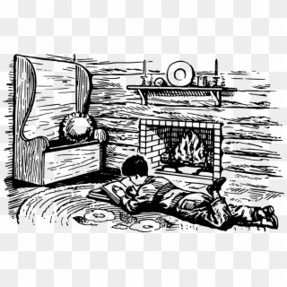 Fireplace Computer Icons Drawing Black And White Chimney - Fireplace Black And White Clipart, HD Png Download