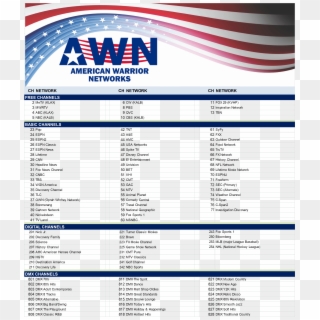 Channel Lineup Warrior Tv - American Warrior Network, HD Png Download