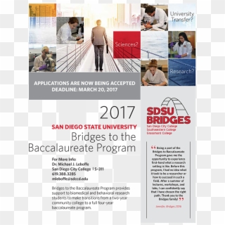 Sdsu / City College Bridges To The Baccalaureate Program - Flyer, HD Png Download