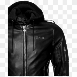 Hooded Leather Bomber Jacket Detail 1 - Balr Leren Jas, HD Png Download