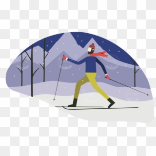 Cross-country Skiing - Cross Country Ski Illustration, HD Png Download