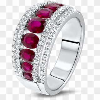 Diamond Ring With Beautiful Rubies - Engagement Ring, HD Png Download