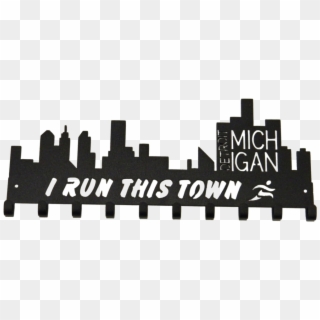 Detroit Michigan I Run This Town Medal Holder - Detroit Skyline, HD Png Download