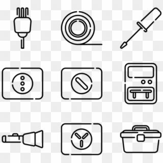 Electrician Tools And Elements - Line Art, HD Png Download