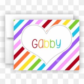 Rainbow Stripes Heart Thank You Cards Note Card Stationery - Heart, HD Png Download