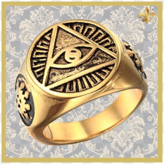 Gold Illuminati Ring - Triangulo Con Ojo, HD Png Download